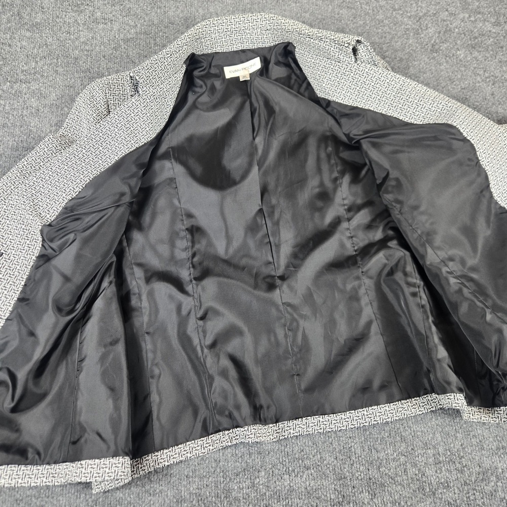 Evan-Picone Blazer Jacket Womens 18W Black White Basketweave Flare Sleeve - Picture 9 of 10